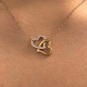 Swarovski gold and silver hearts necklace